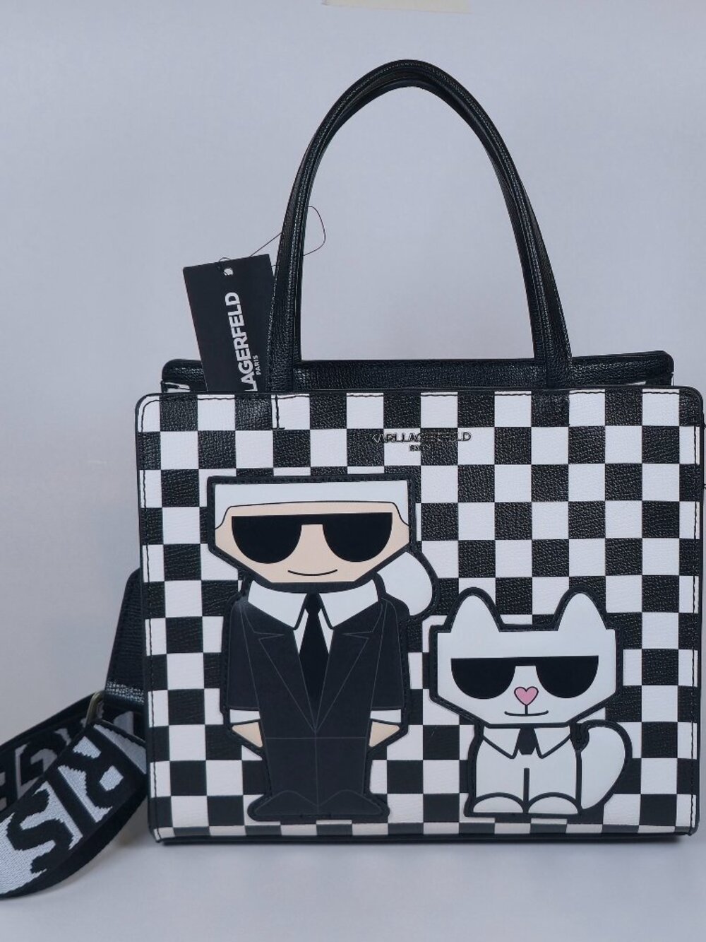 Karl Lagerfeld Paris Women's Maybelle Checkerboard Satchel Bag - Picture 1 of 9